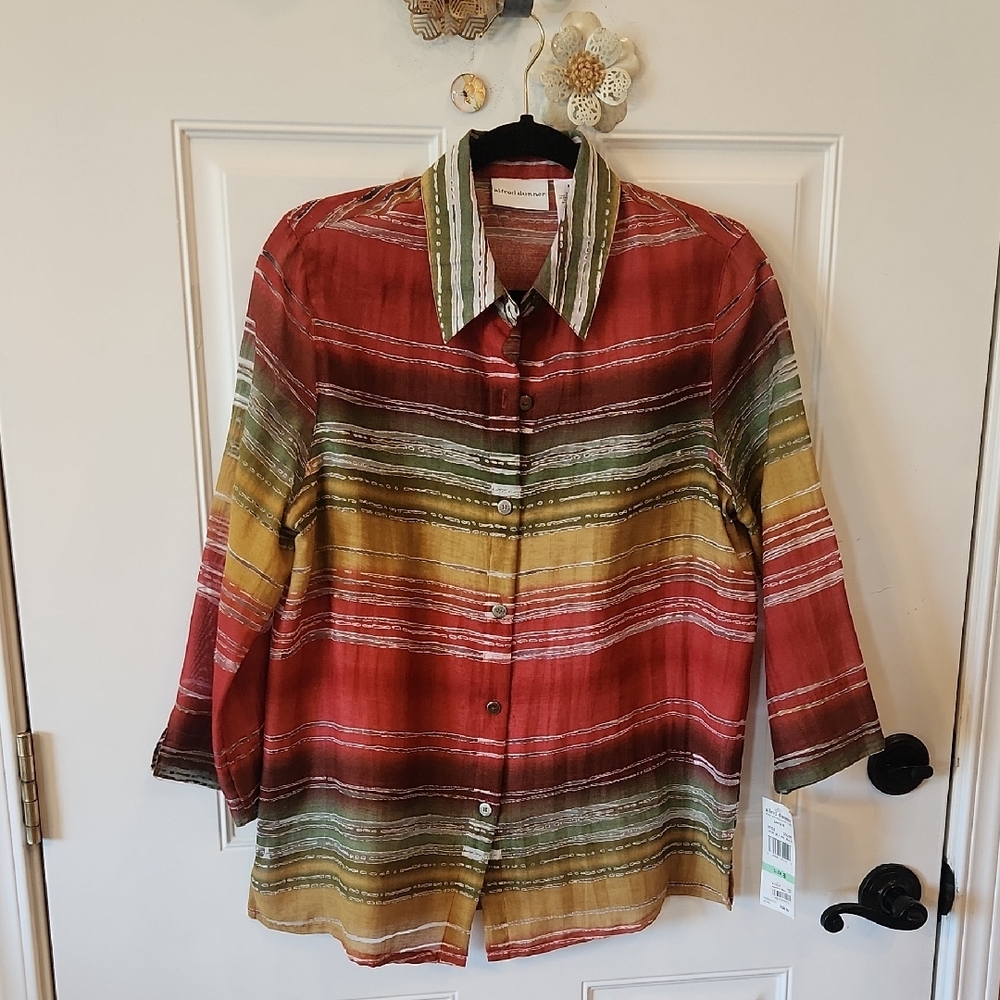 NWT Striped Semi Sheer Shirt